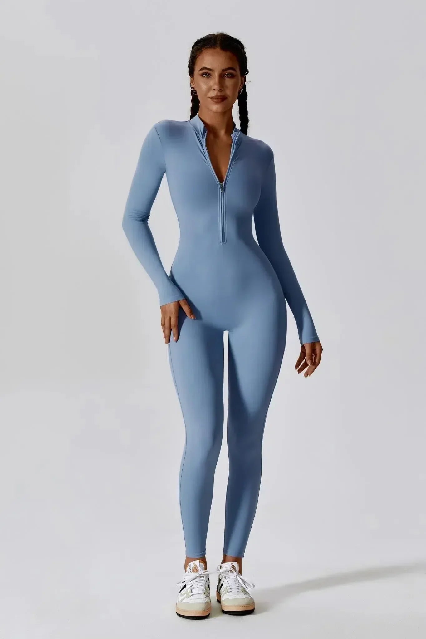 Paola – High-neck zip – Long-sleeve jumpsuit-10174779130183-Ivory Ombre