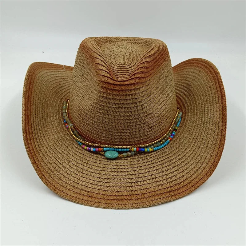 Rialora – Beaded coral – Straw cowboy hat-10174849548615-Ivory Ombre