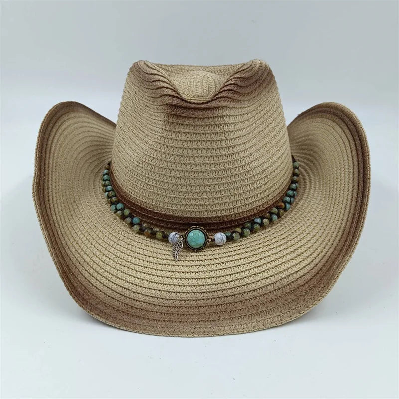 Rialora – Beaded coral – Straw cowboy hat-10174849548615-Ivory Ombre