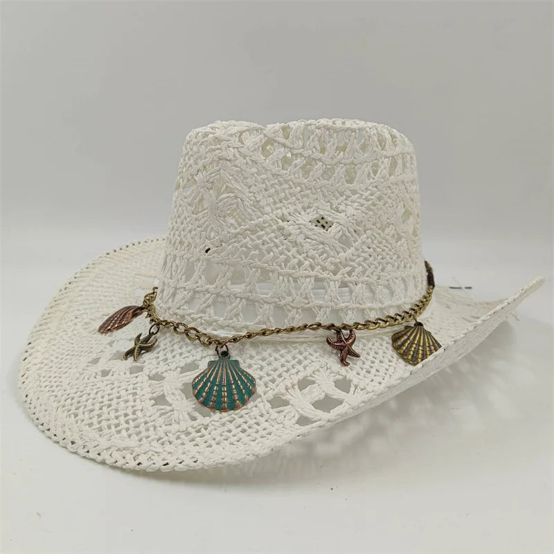 Rialora – Beaded coral – Straw cowboy hat-10174849548615-Ivory Ombre