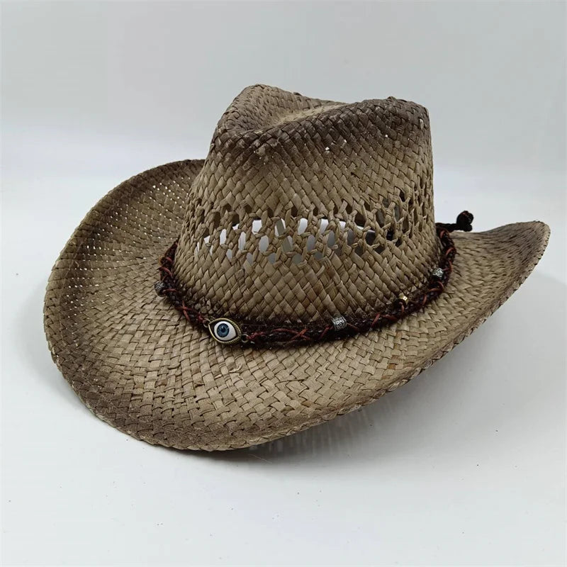Rialora – Beaded coral – Straw cowboy hat-10174849548615-Ivory Ombre