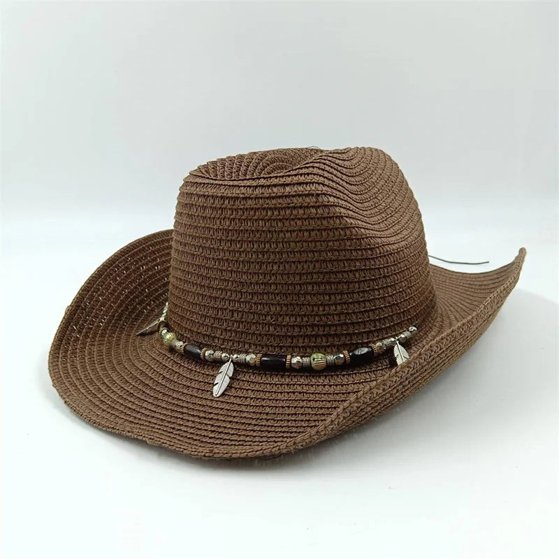 Rialora – Beaded coral – Straw cowboy hat-10174849548615-Ivory Ombre
