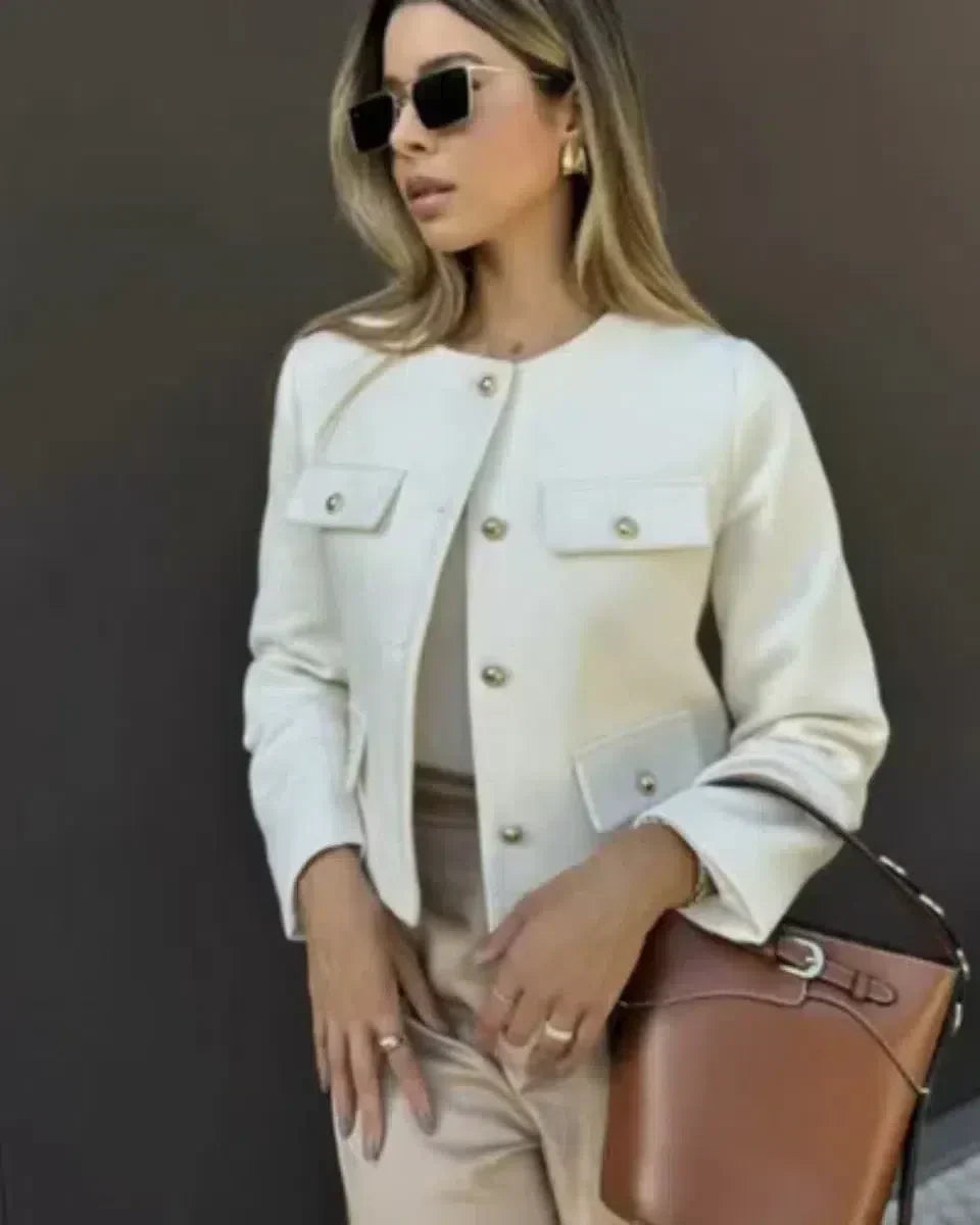 Savoire Chic – Classic tailored cut – Blazer-10174774640967-Ivory Ombre