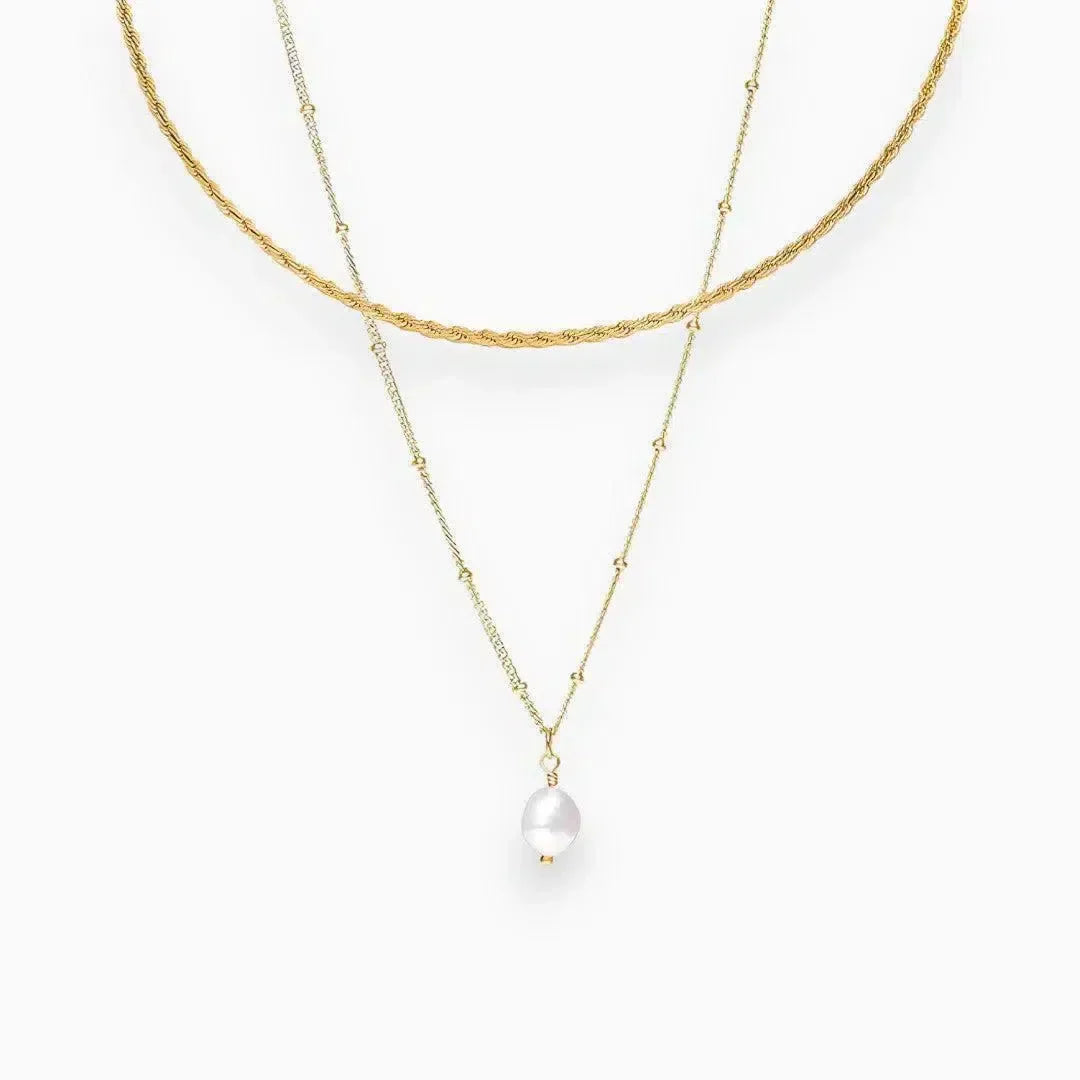 Serenza – Modern choker with pearl pendant – Necklace set-10173354869063-Ivory Ombre