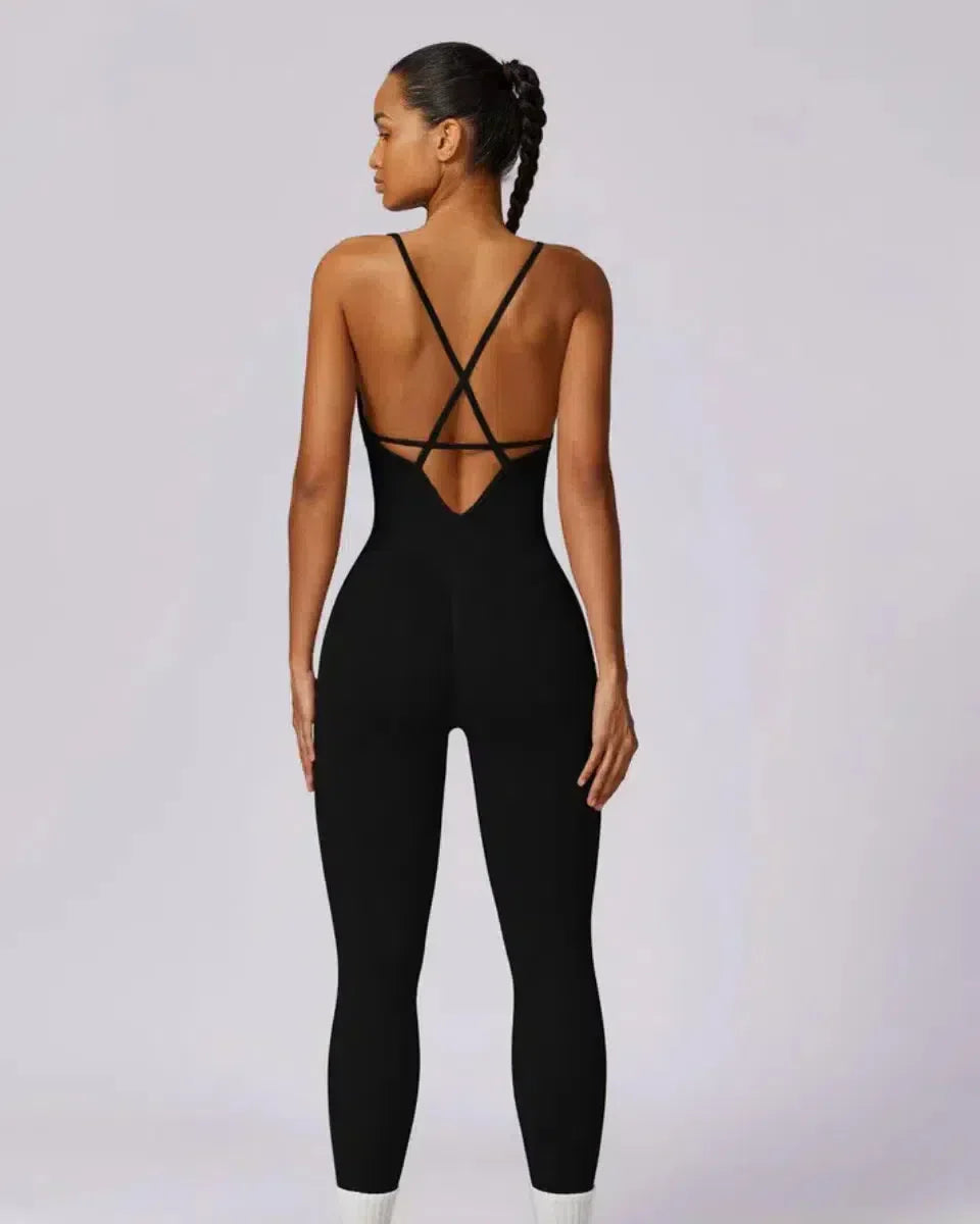 Solara – V-neckline – Modern active jumpsuit-10174777852231-Ivory Ombre