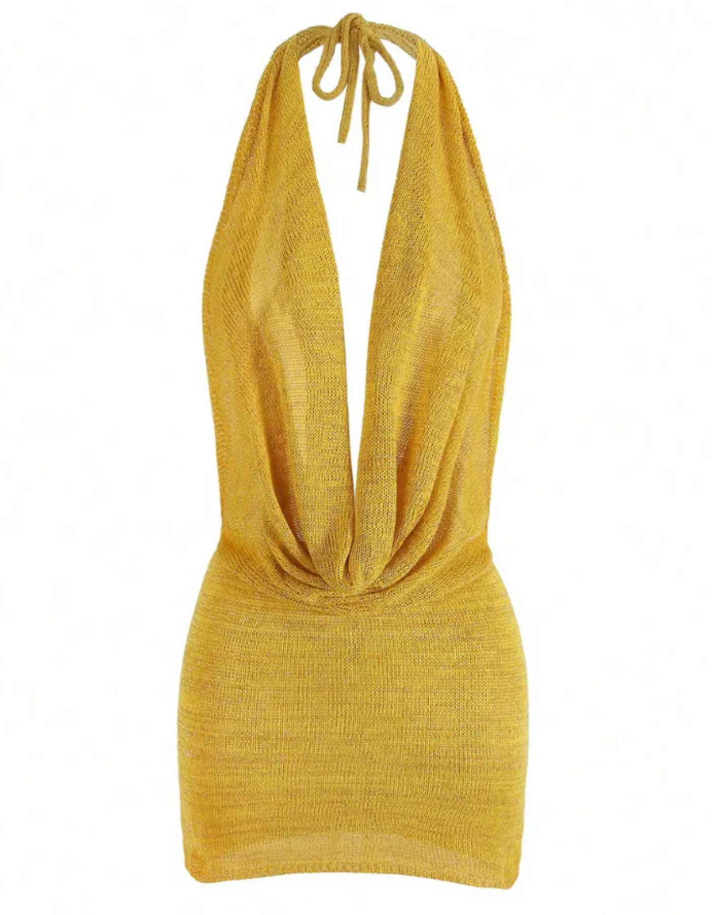 Soletta – Draped plunge knit – Mini dress-10183350387015-Ivory Ombre