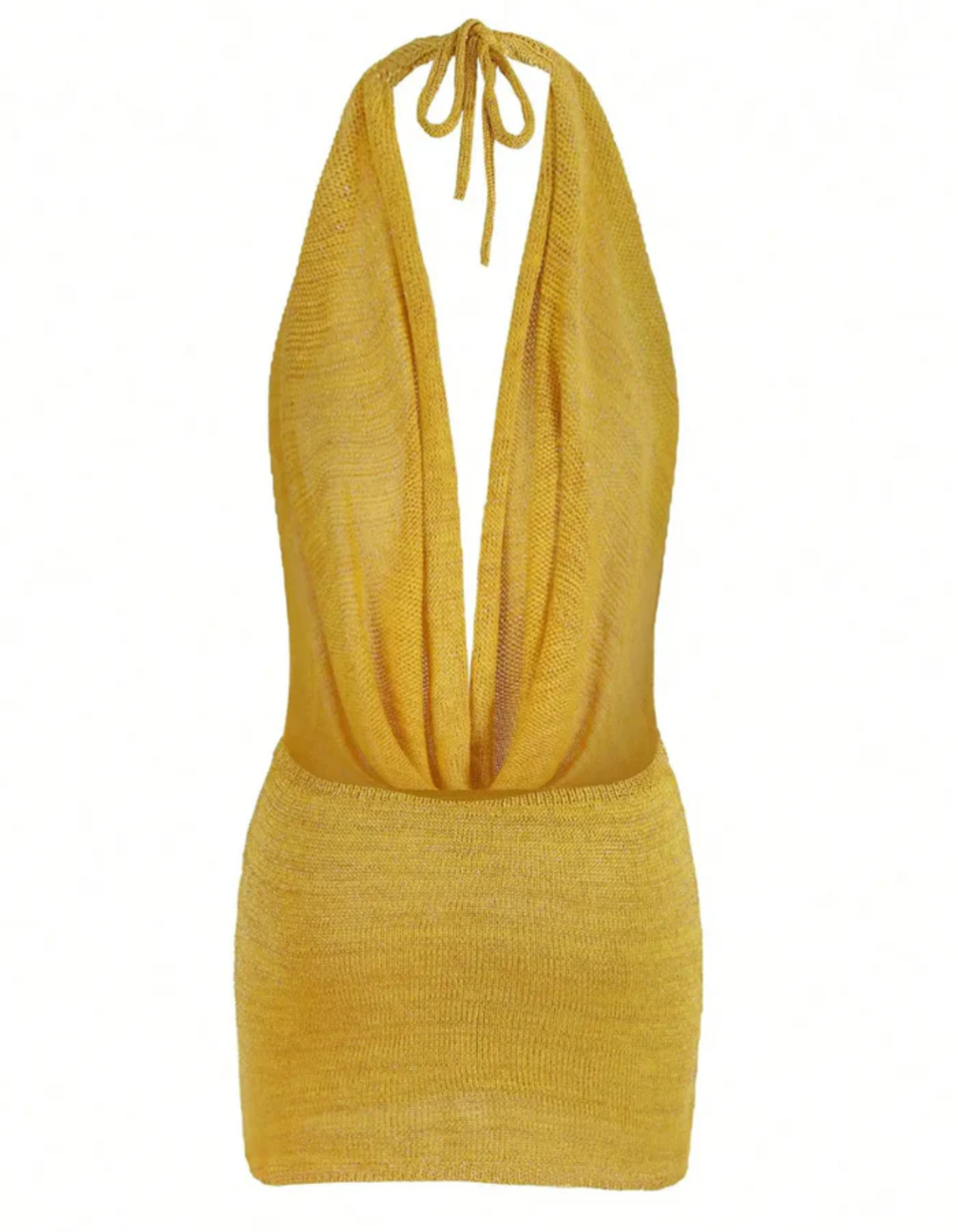 Soletta – Draped plunge knit – Mini dress-10183350387015-Ivory Ombre