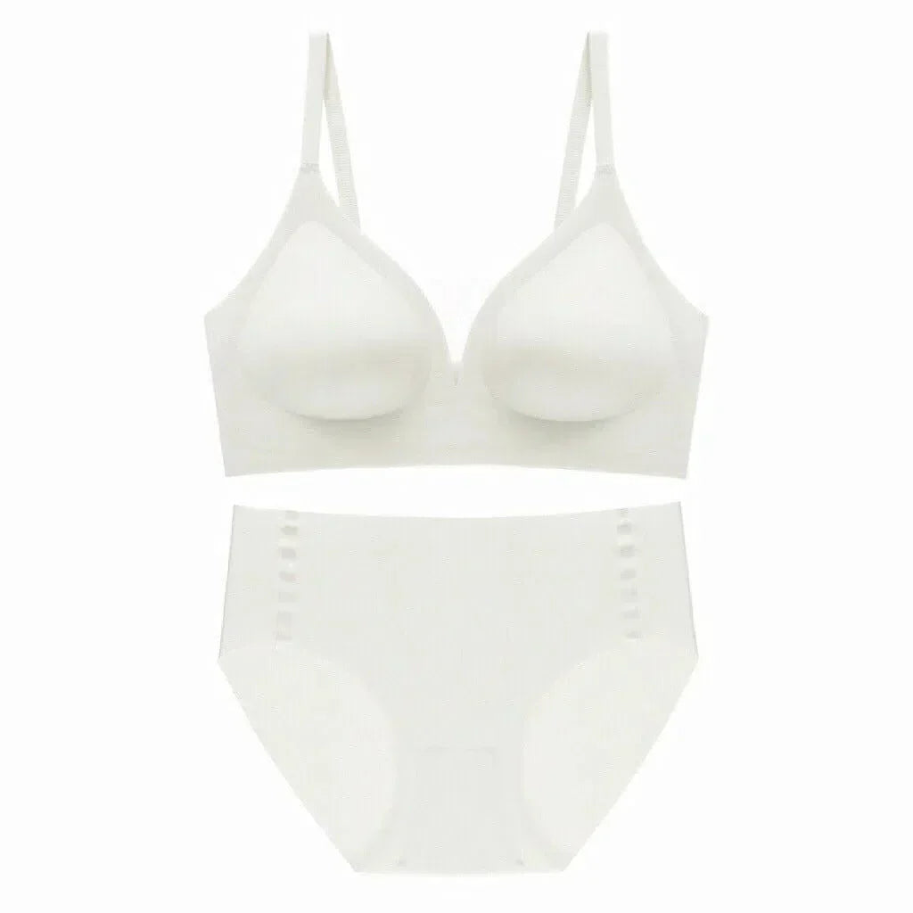 Teline – Seamless deep V – Bra and briefs set-10174861967687-Ivory Ombre
