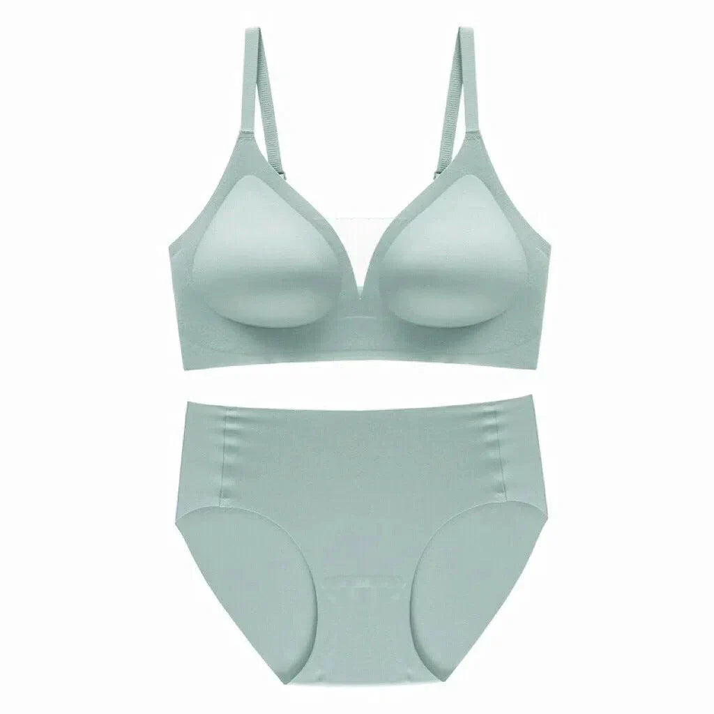 Teline – Seamless deep V – Bra and briefs set-10174861967687-Ivory Ombre
