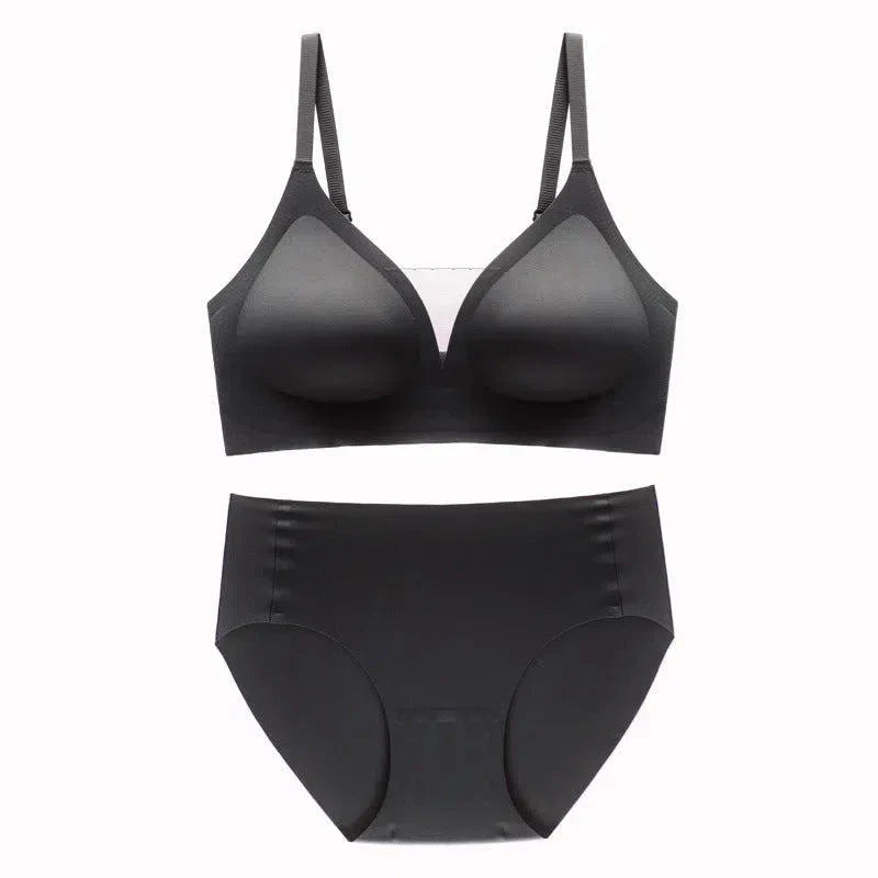 Teline – Seamless deep V – Bra and briefs set-10174861967687-Ivory Ombre