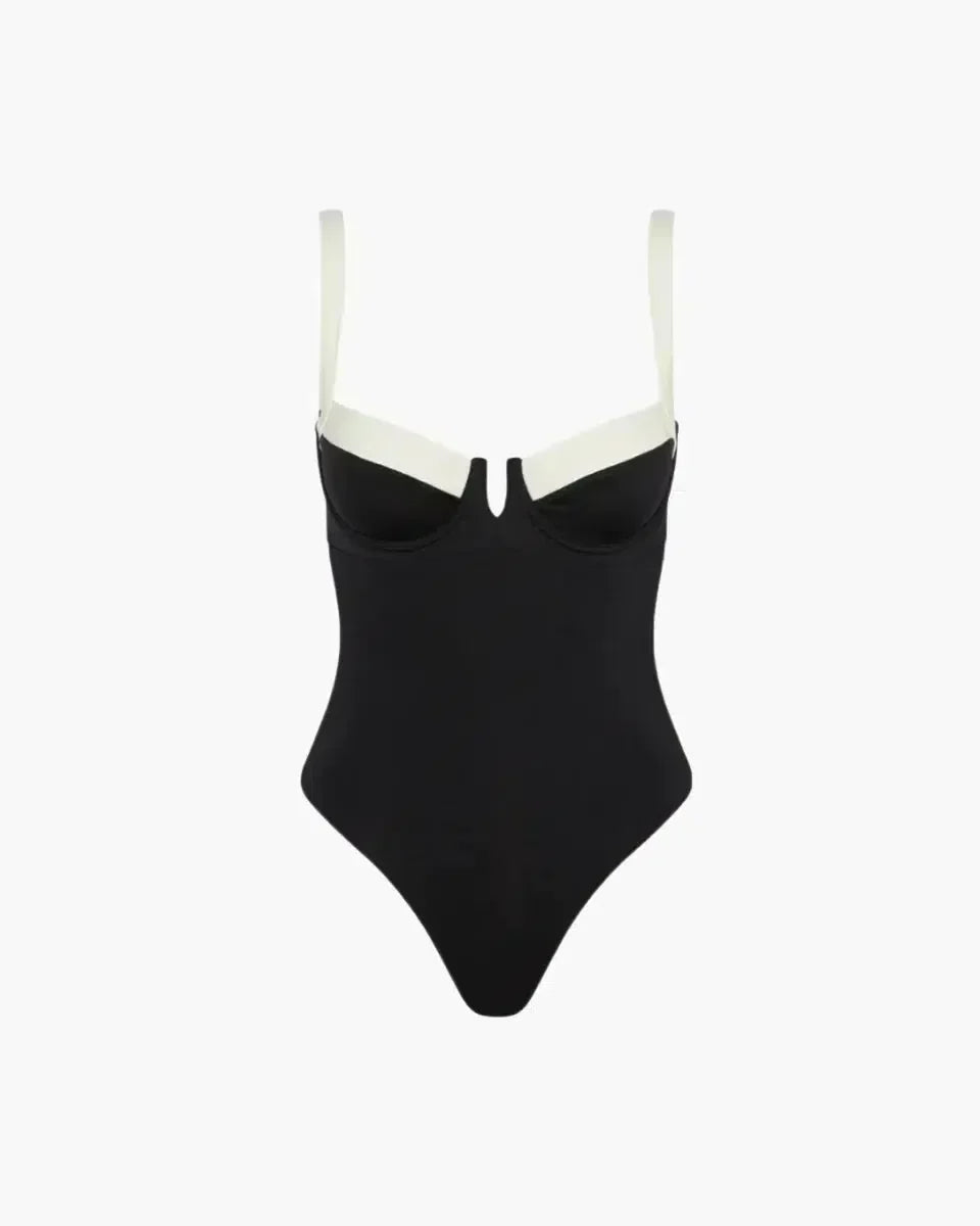 Tivana – Sleek silhouette – Colorblock one-piece swimsuit-10174701928775-Ivory Ombre