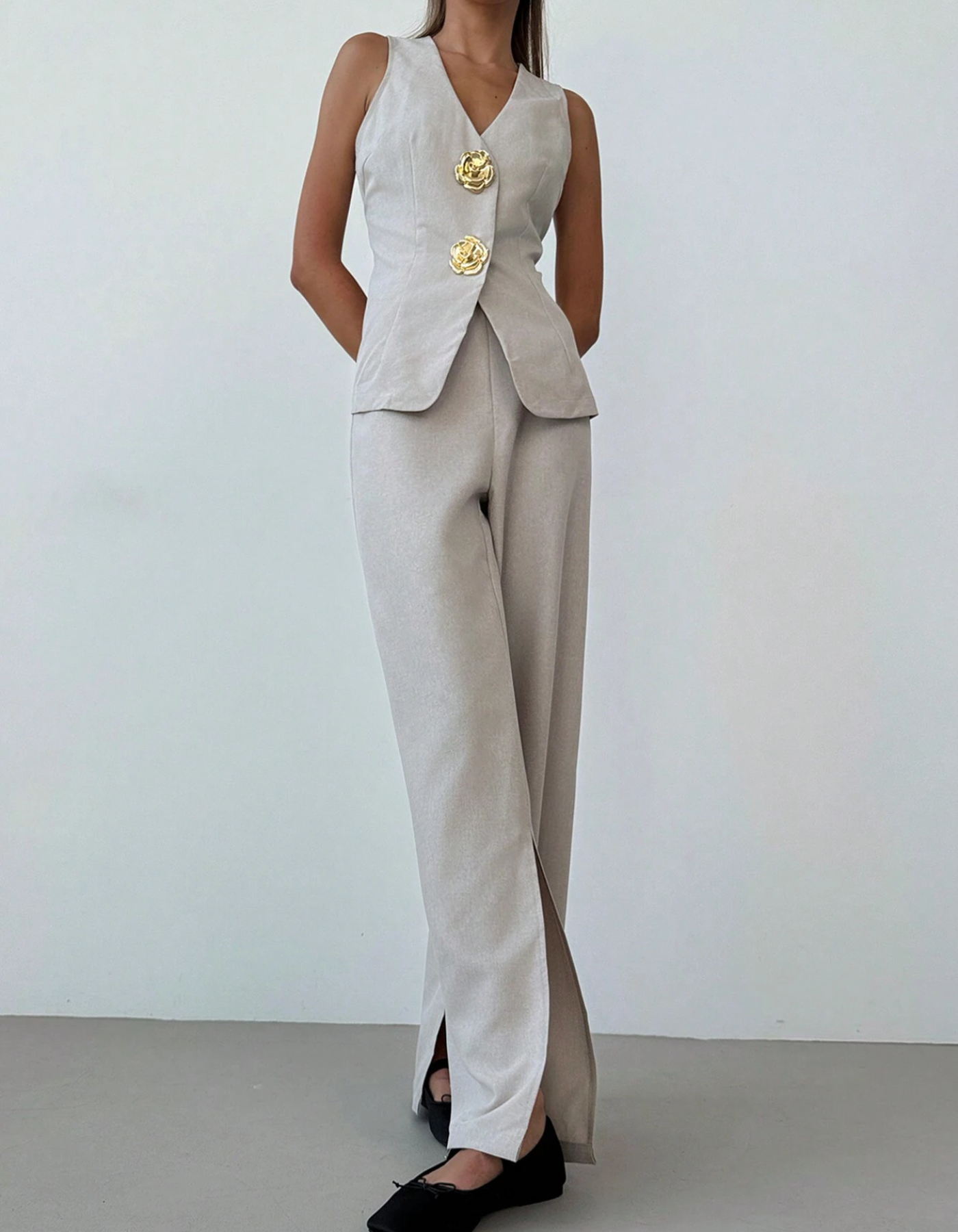 Valencière – Sculpted tailoring – Co-ord set-10174867865927-Ivory Ombre