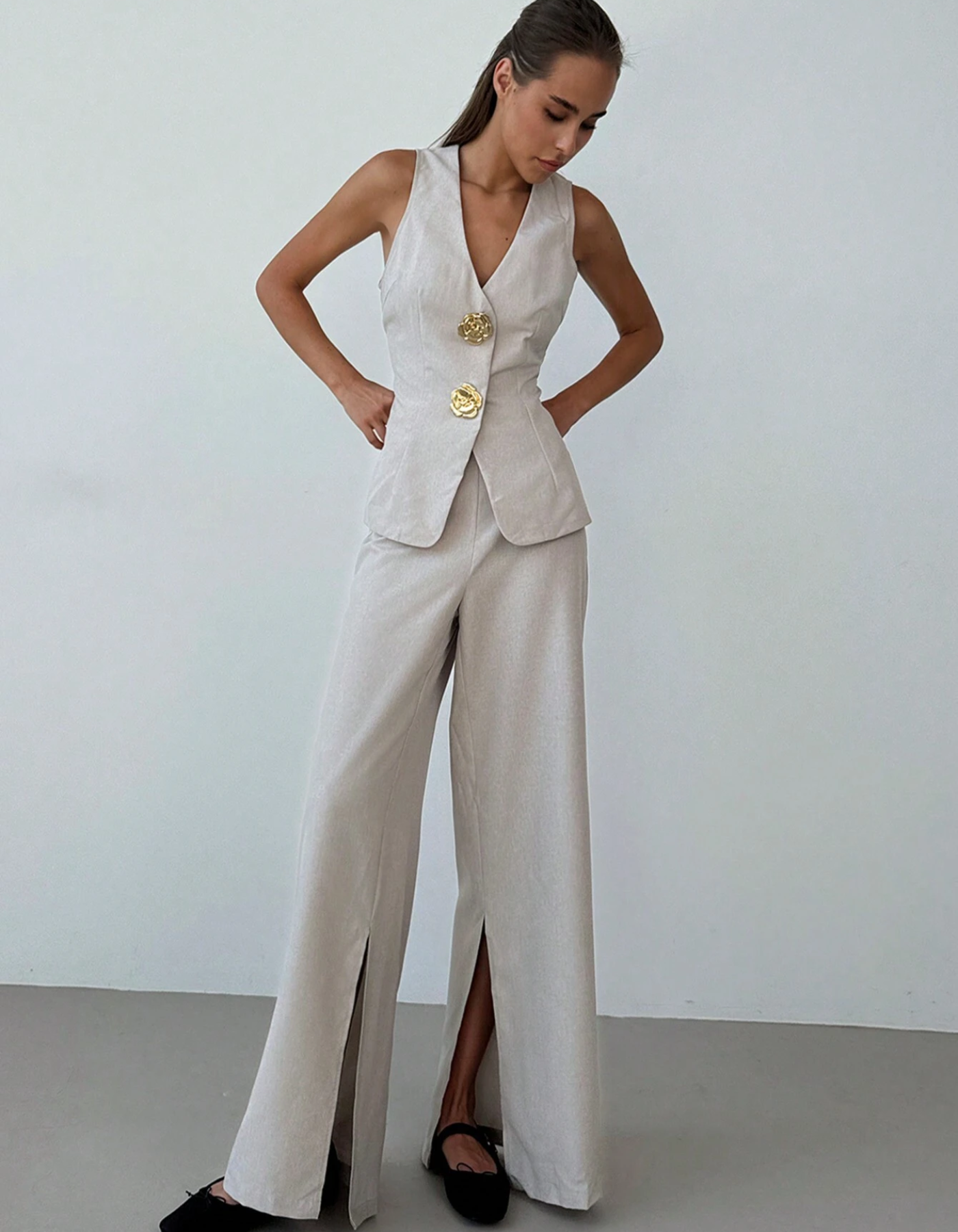 Valencière – Sculpted tailoring – Co-ord set-10174867865927-Ivory Ombre
