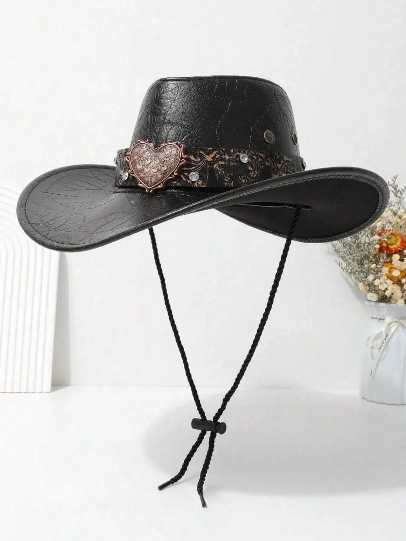 Vallentra – Embossed heart detail – Cowboy hat-10174849352007-Ivory Ombre