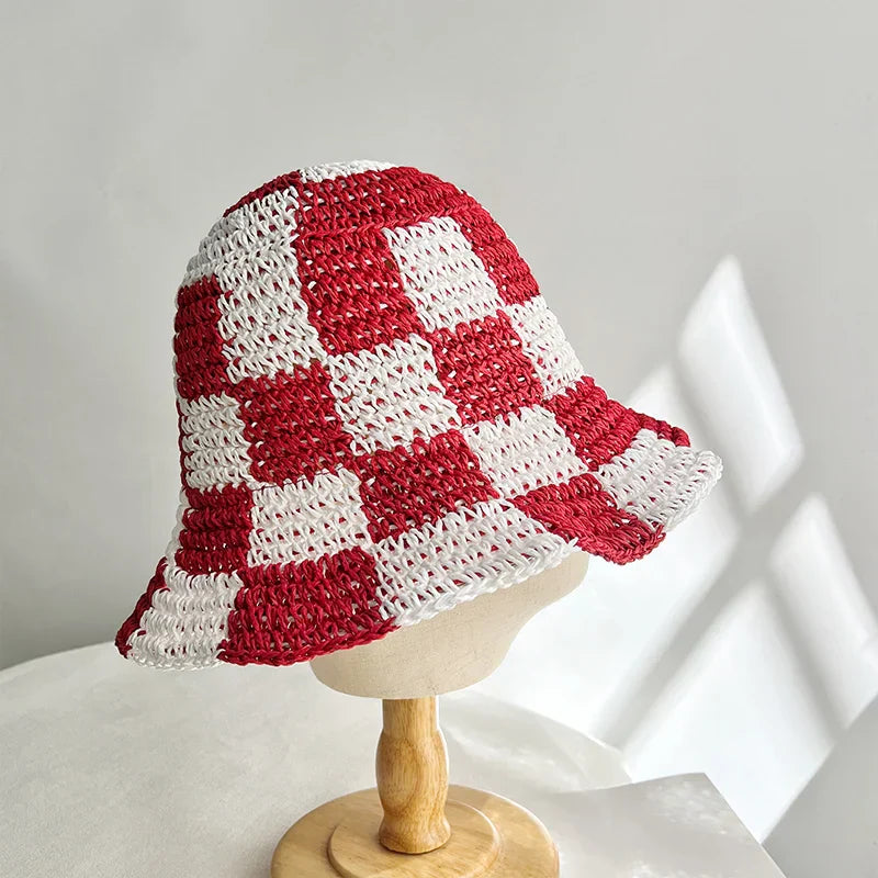 Vareda – Checkerboard charm – Crochet bucket hat-10174849745223-Ivory Ombre