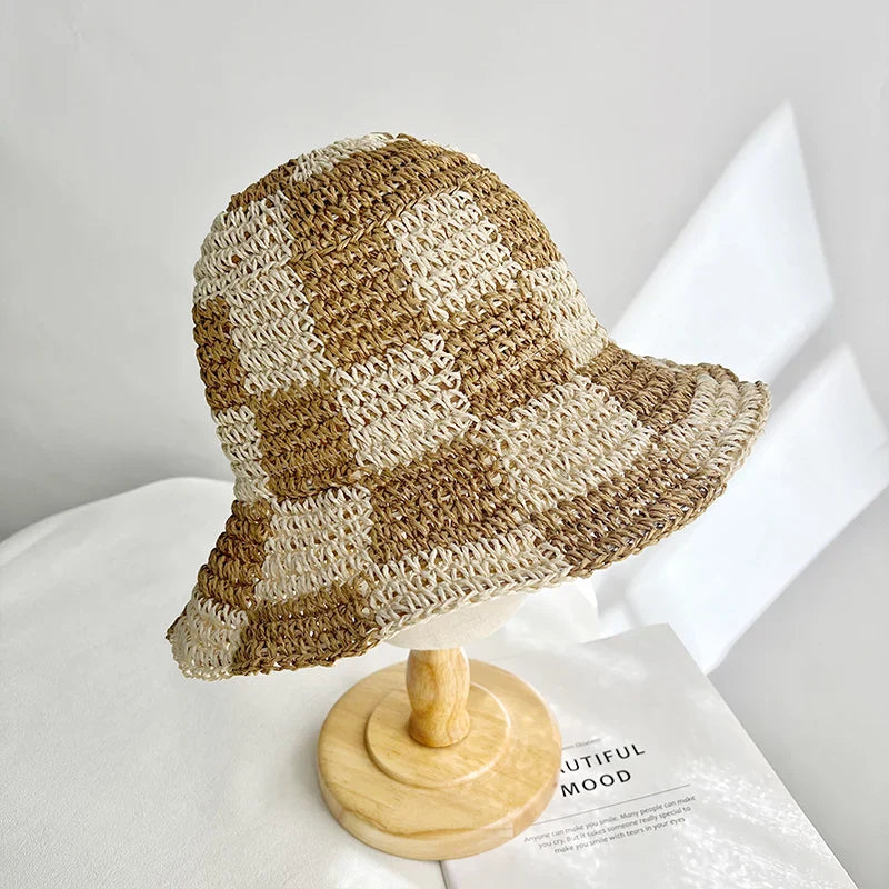 Vareda – Checkerboard charm – Crochet bucket hat-10174849745223-Ivory Ombre
