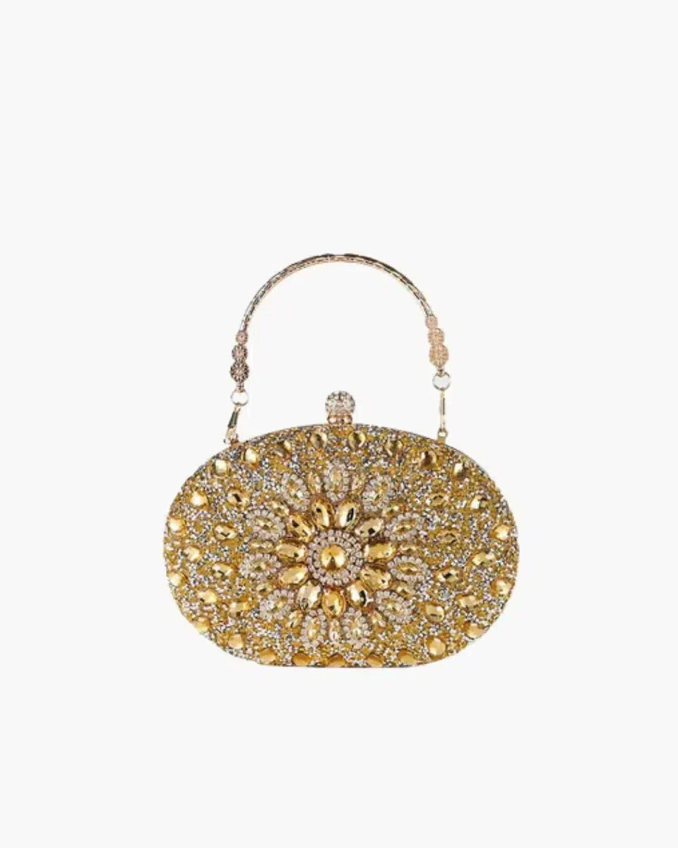 Vega – Floral motif – Gemstone evening clutch-10174667194695-Ivory Ombre