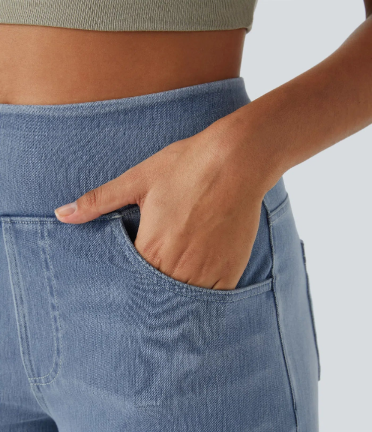 Verenza – High waist comfort – Wide leg jeans-10174856626503-Ivory Ombre