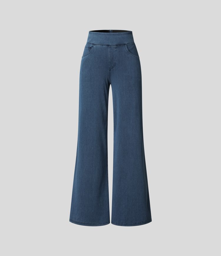 Verenza – High waist comfort – Wide leg jeans-10174856626503-Ivory Ombre