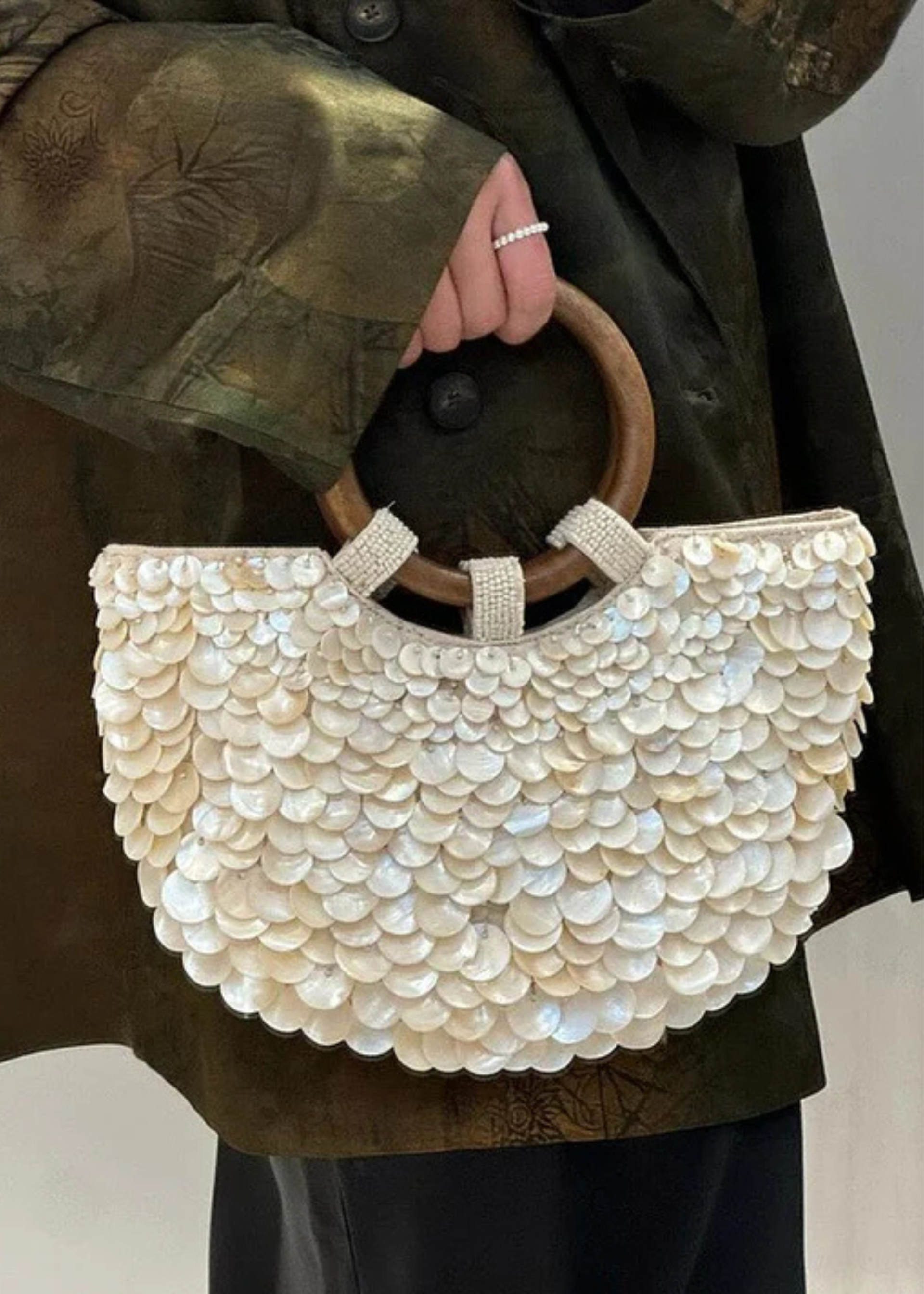 Ziaza – Sequin shell – Statement summer bag-10174851121479-Ivory Ombre