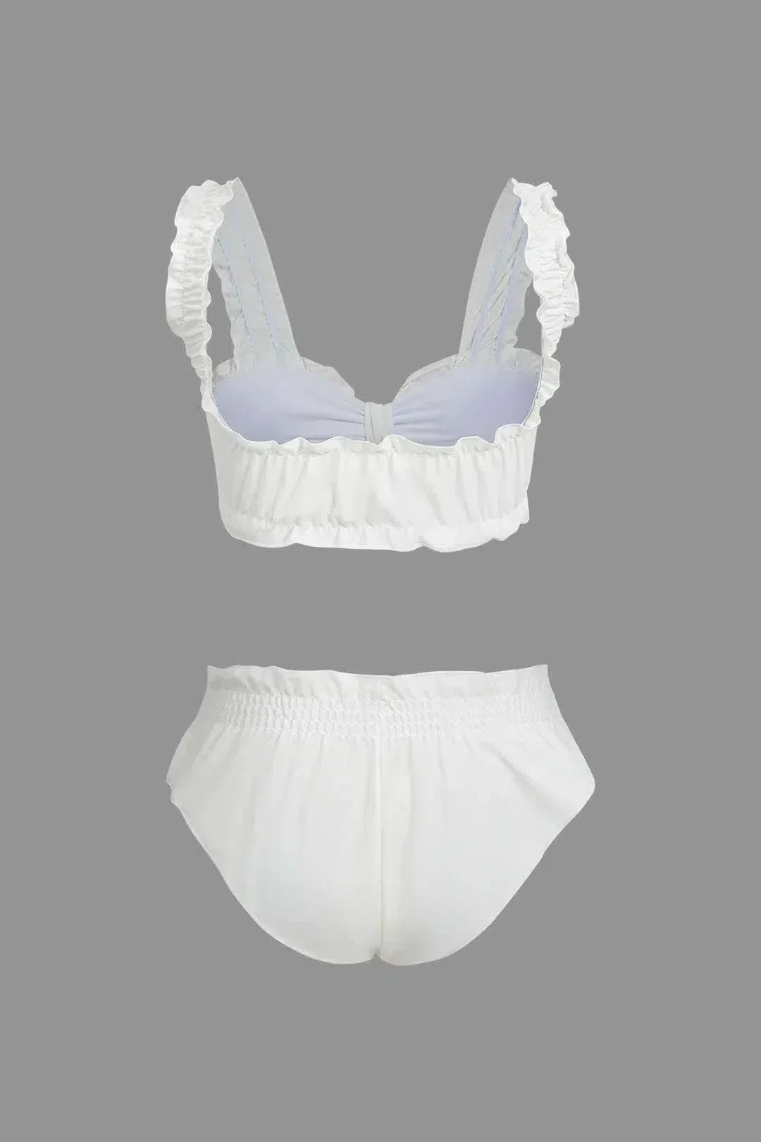 Ziraya – Feminine design – Frill trim bikini set-10174708580679-Ivory Ombre